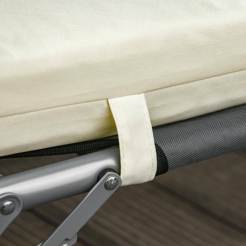 Set of 2 Sun Lounger Cushions, Replacement Cushions for Rattan Furniture with Ties, 196 X 55 Cm, Cushion ONLY, Cream White
