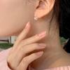 [925 Silver] Heart Ribbon Mini Swarovski Pearl Earrings 5-Piece Collection