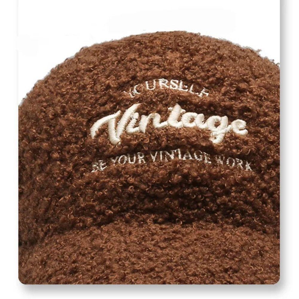 Women Plush Baseball Hat Winter Couple Cap New Lamb Wool Baseball Cap