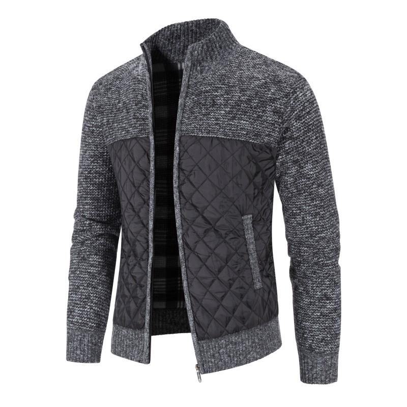 Men's Thick Knit Cardigan: Stand Collar, Plus Velvet, Casual and Loose Fit Sweater for Youth
