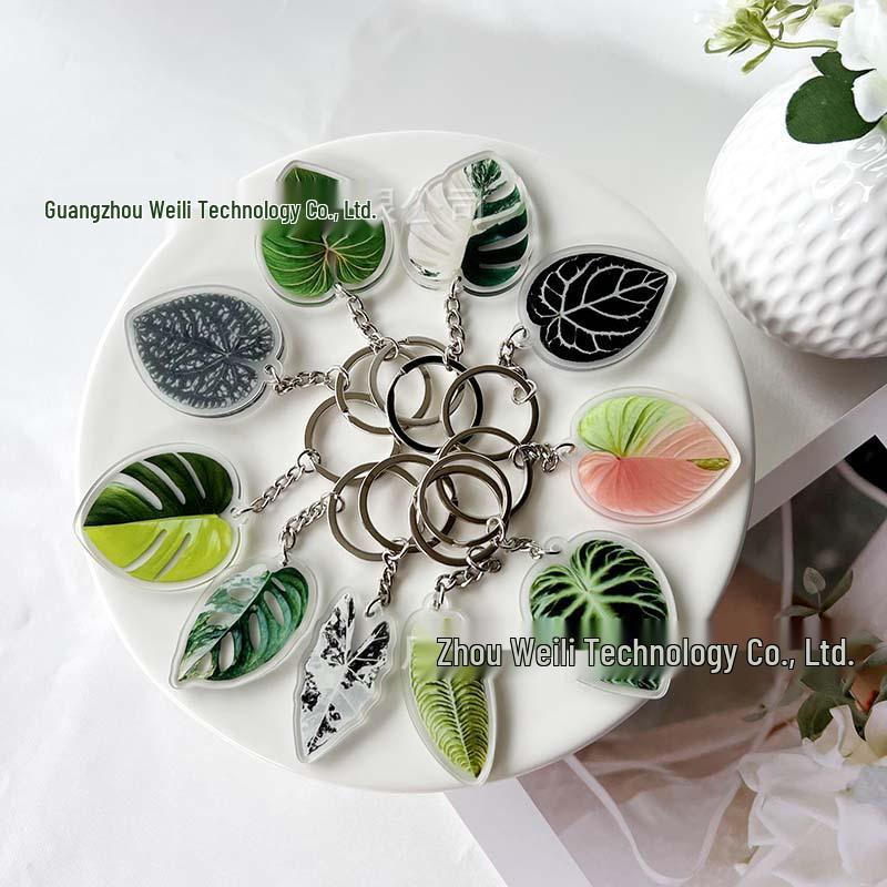 Creative Acrylic Leaf Keychain Earphone Bag Pendant Ornament