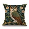 Classic Morris Flower Style Animals Deer Bird Horse Butterfly Night Owl Home Decorative Pillow Case Linen Sofa Cushion Cover