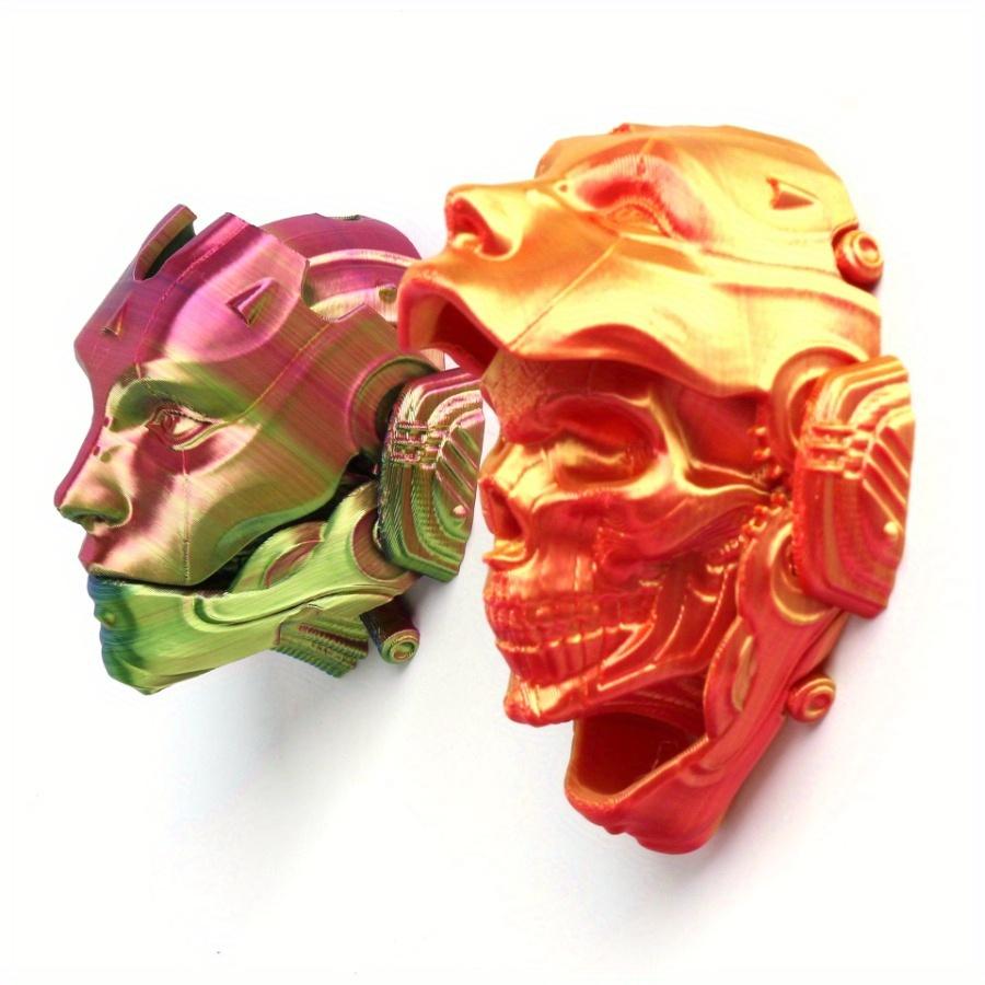 3D Printed Mechanical Skull Figurine: Transformable, Desktop Decor, Holiday Gift (Halloween/Xmas), Multi-Color, Durable