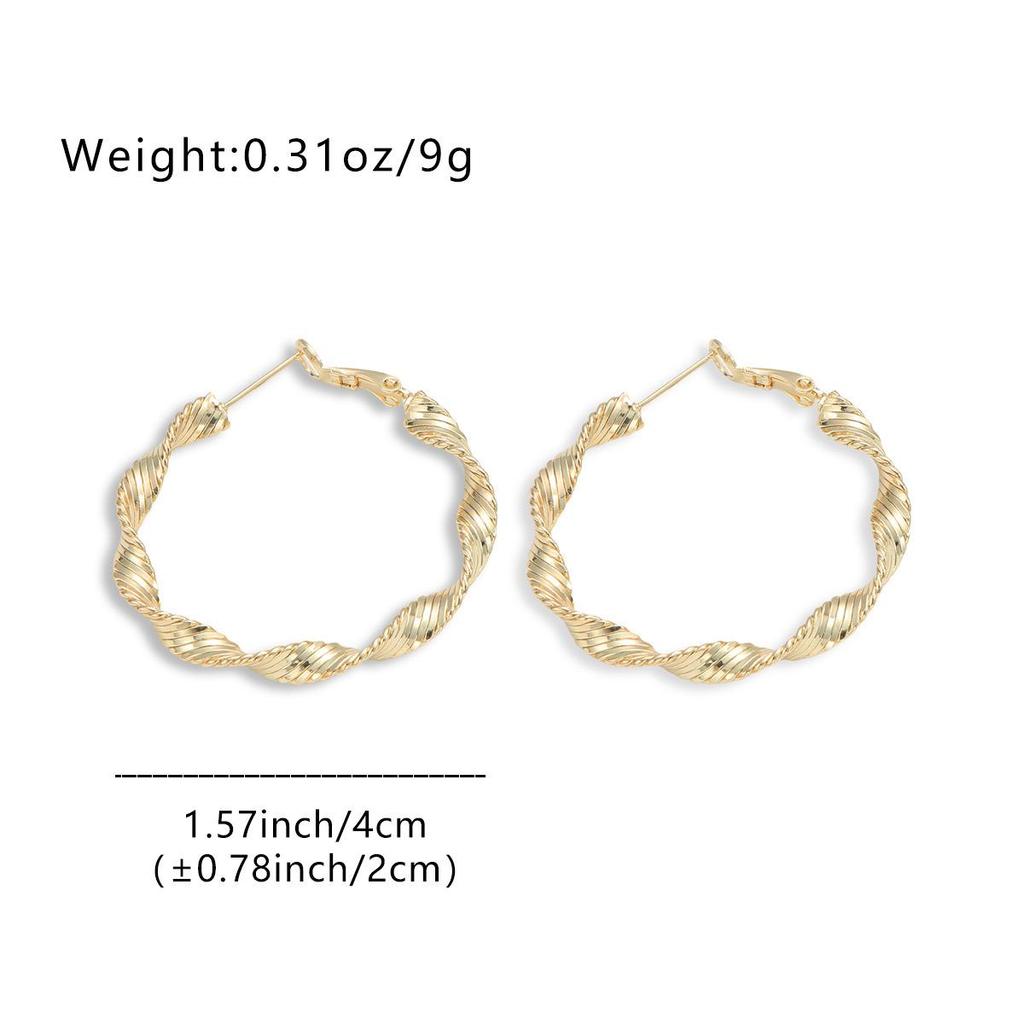 Copper Twisted Rhombus Faceted Gold Hoop Earrings for Women