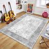 Grey Boho Moroccan Area Rug Modern Geometric Border Non-Slip Carpet Minimalist Vintage Home Decor Floor Mat for Living Room