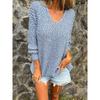 MGHR Women's Fashion Casual Solid Color Print Autumn Winter U-Neck Long Sleeve Loose Sweaters