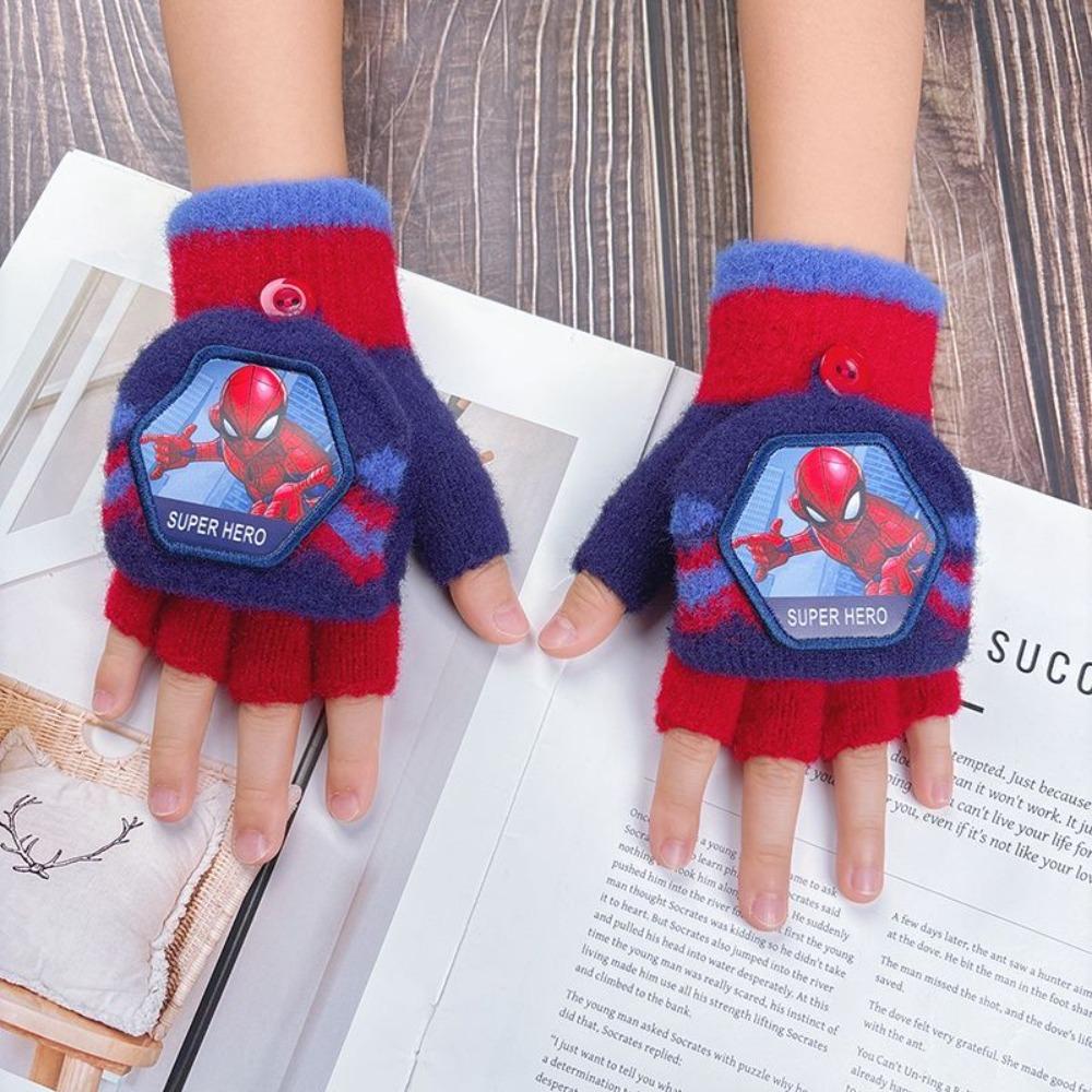 Marvel Spider-Man Winterhandschuhe für Kinder Jungen Warm Gestrickt Touchscreen Fünf Finger Superheld Junge Cartoon Kältebeständig Weiche Fäustlinge