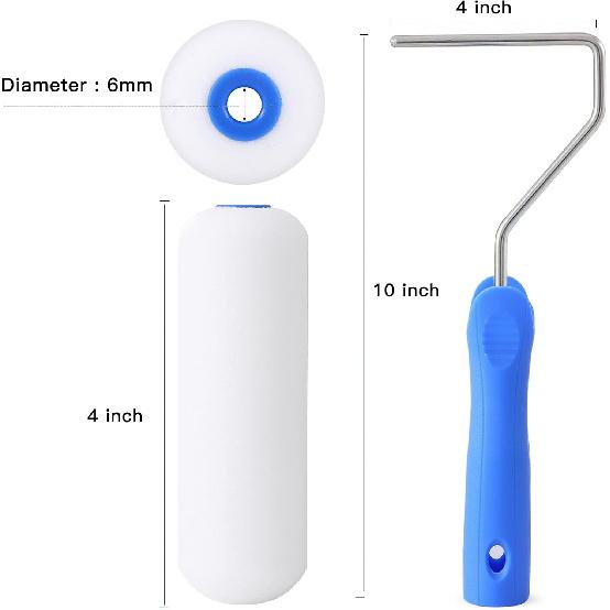 Mister Rui Foam Paint Roller, 4 Inch Paint Roller 8 Pack, Small Paint Roller, High Density Foam Paint Roller Tray and Liner Set, Sponge Rollers for