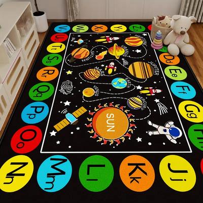 Alphabet, Universum Galaxien Teppich für Kinderzimmer Dekoration Kinderspielmatte Kinderzimmer Wohnzimmerteppich Lesebereich Teppich Weihnachtsgeschenk
