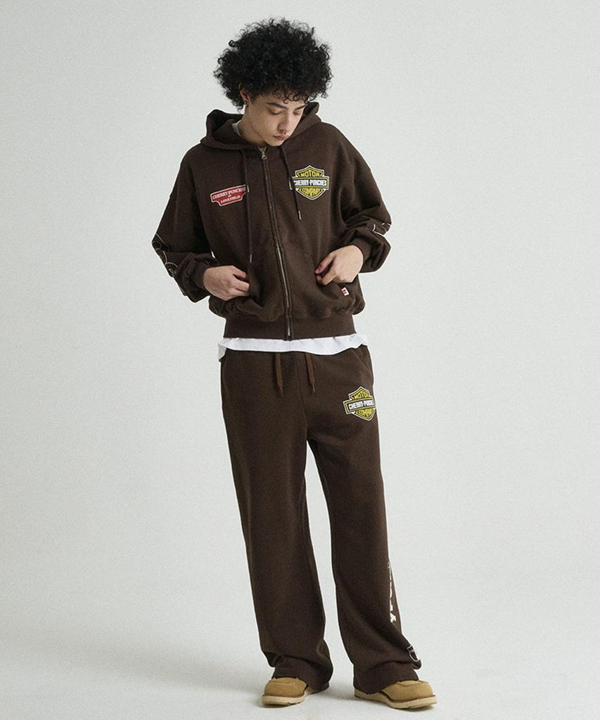 Cherry Punches Motor Company Zip-Up Hoodie (Brown)