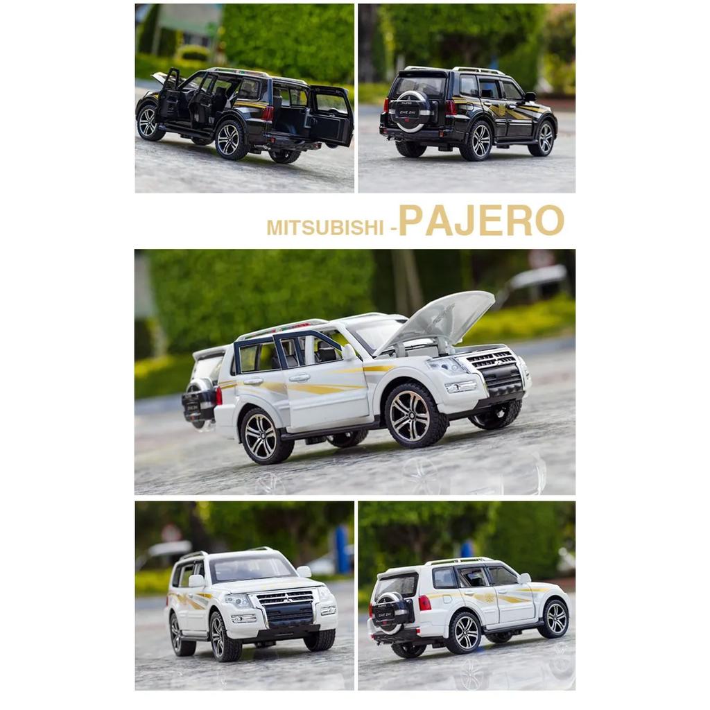 Simulation 1/32 Mitsubishi Pajero Automobile Model Alloy Die Cast Body Strong and Durable Children's Toy Car Model with Sound and Light
