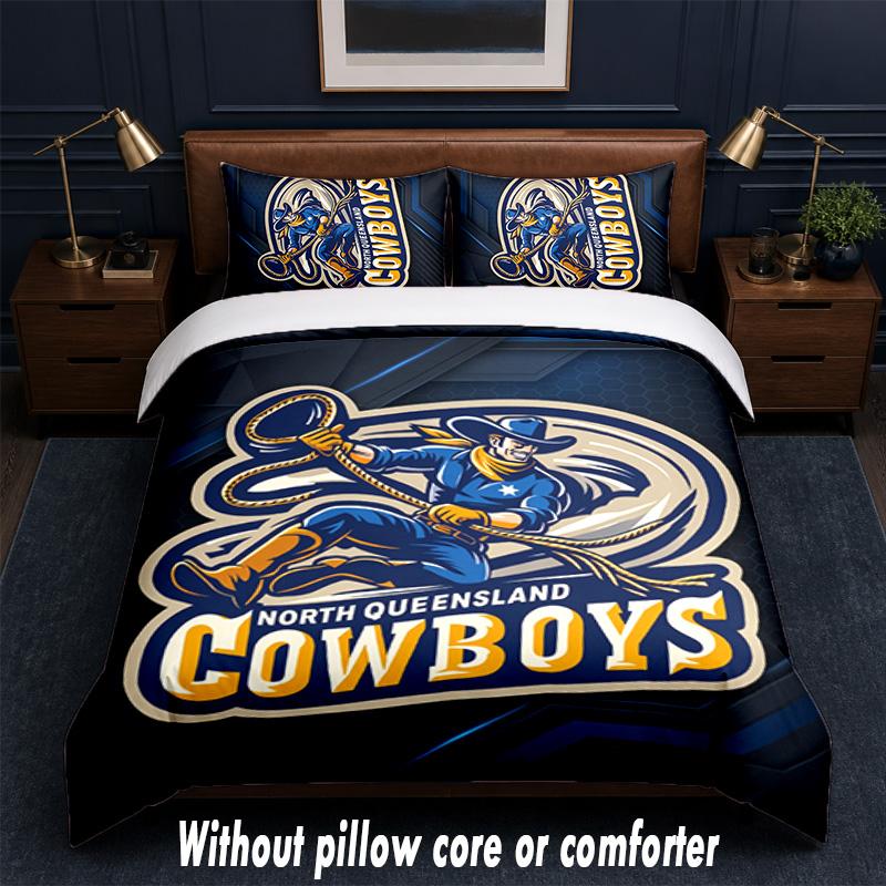 North Queensland Cowboys Design Bed Bedding Set 1 Duvet Cover + 2 Pillowcases Soft Breathable Household Bed Linens