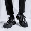 men casual business office formal dress genuine leather shoes lace-up derby shoe black stylish platform sneakers mans footwear