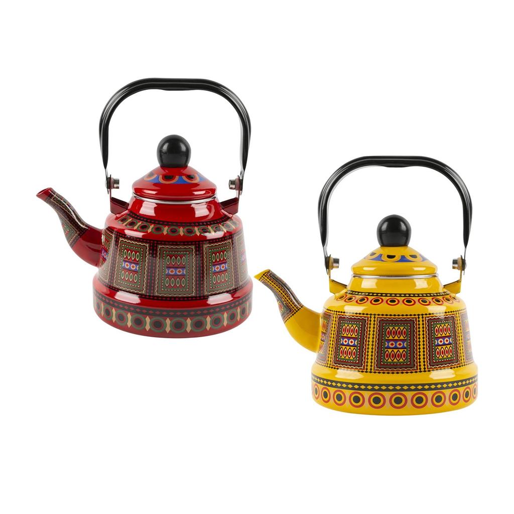 2.5L Tea Coffee Pot Kettle with Lid Pouring Cooking Water Retro Water Pot Enamel Teapot for Household Kitchen Hotel Restaurant