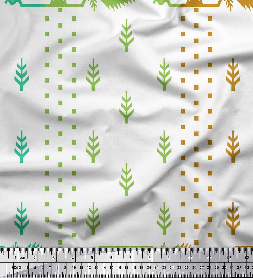 

Японська креп-сатин Soimoi Green Belwari Jamdani Тканина з принтом на метр 42 дюйма 42 Inch Wide - Poly Crepe зелений