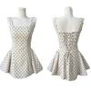 Französisches gepunktetes Sommerkleid für Mädchen, lässig, A-Linie, ärmellos, hohe Taille, mit 3D-Verzierungen