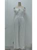 2025 Spring/Summer European & American Women's Feather Bandeau One-Shoulder Backless Jumpsuit