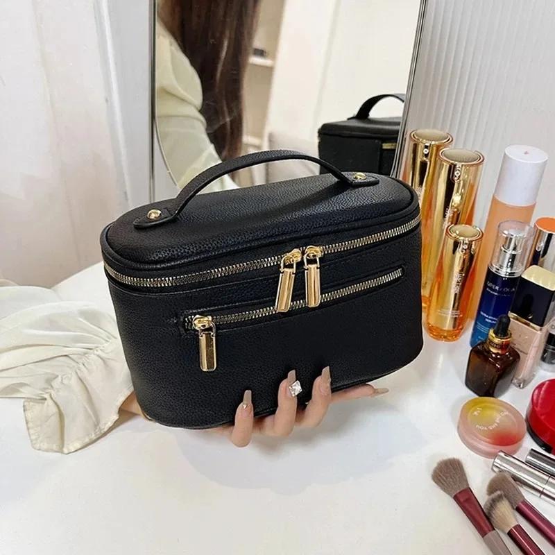 Leather PU Cosmetic Bag Portable Women's Large Capacity Cosmetic Bag Multifunctional Waterproof Cosmetic Bag