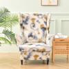 Spandex Stretch Wing Chair Cover Floral Printed High Back Armchair Covers Elastic Relax Sofa Slipcovers with Seat Cushion Cover