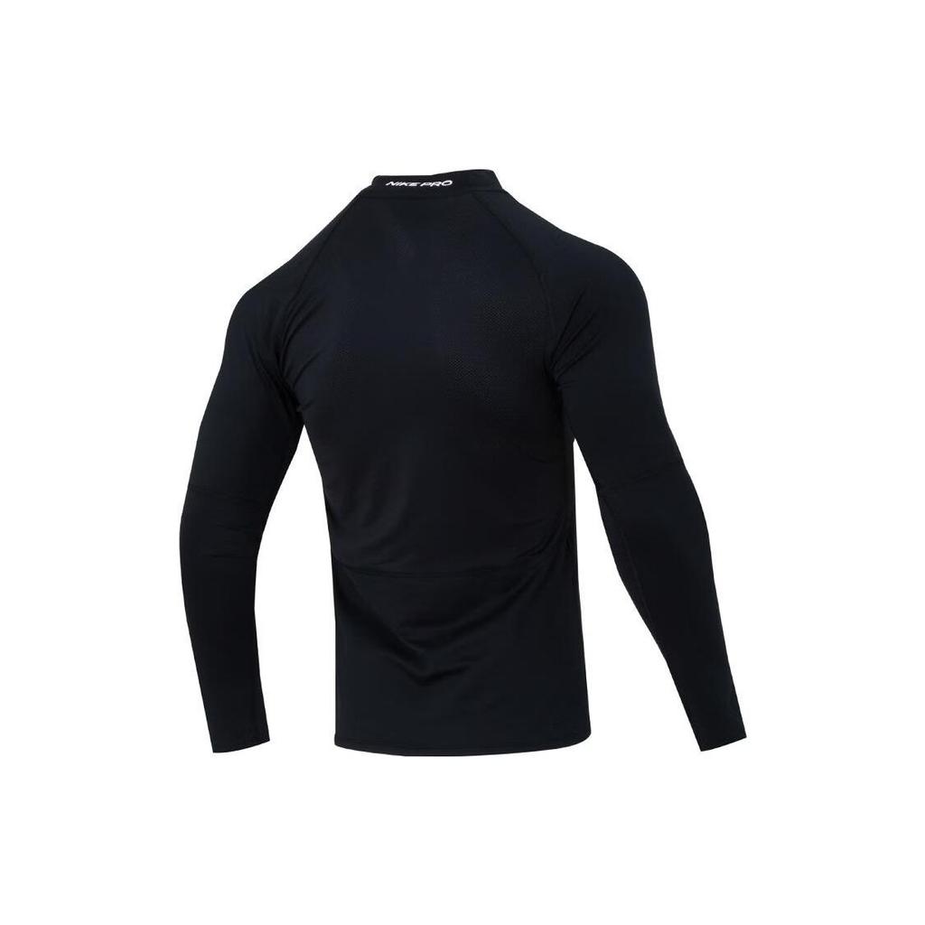 Nike Solid Color Half-Zip Mock Neck Casual Sport Breathable Long Sleeve Raglan T-Shirt Men Tops Black FB8516-010