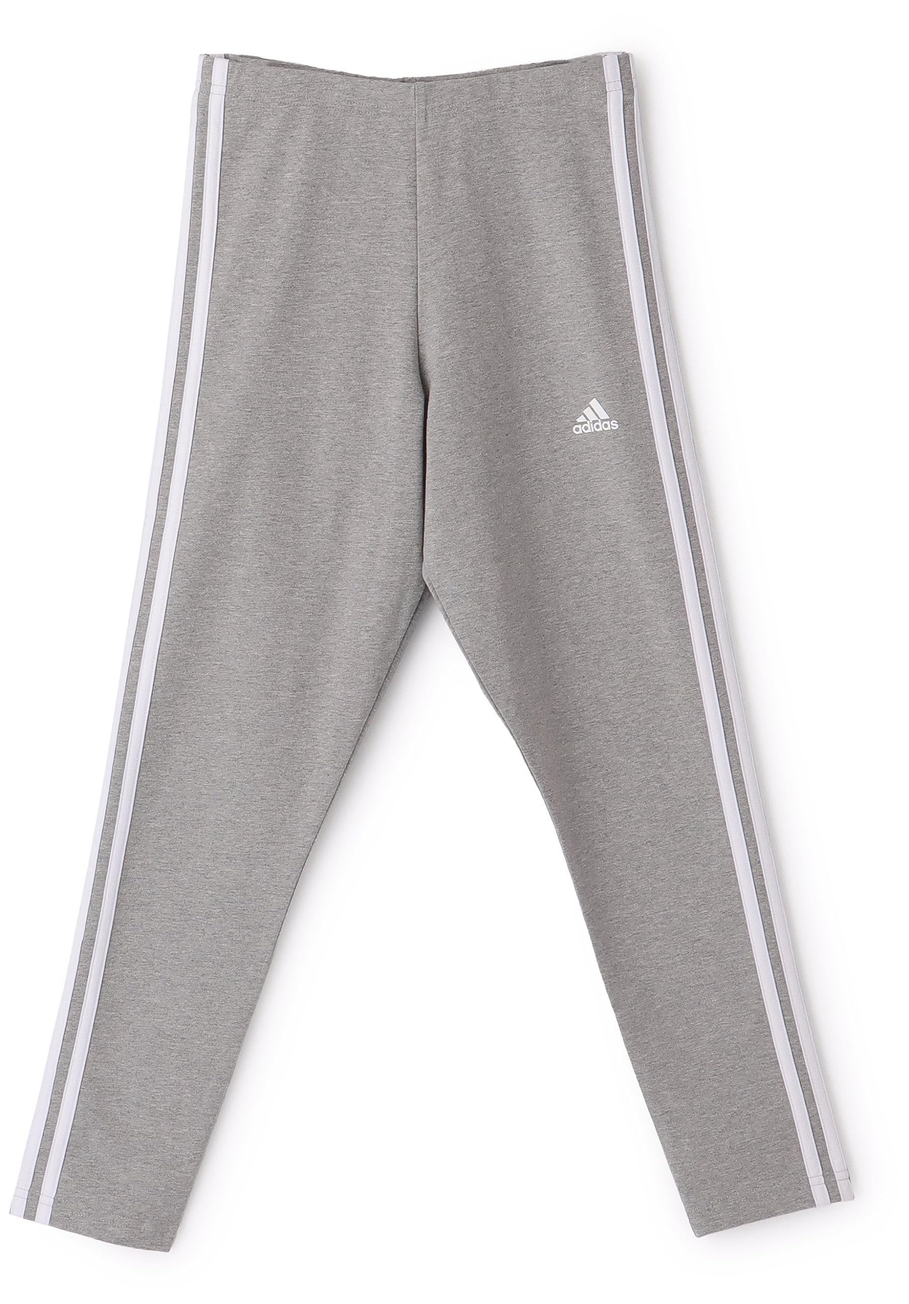 

Adidas Essentials Single Jersey Medium Gray 3-Stripes High-Waisted Leggings, ENL02, Women s, Heather/White (IC7152)
