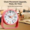 Silent Metal Alarm Clock with Night Light & Educational Features, Minimalist Quartz Clock for Student Desk and Office Decor