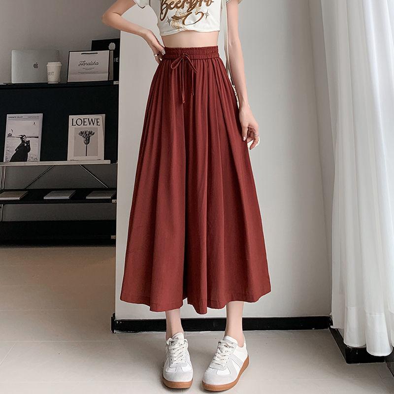 Ice Silk Fashionable Dress Pants for Women Summer New High Waisted Loose Casual Wide Leg Cropped Pants