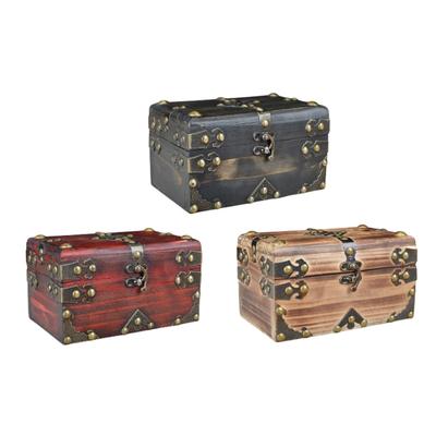 Vintage Style Wooden Treasure Chest Sundries Case for Necklace Ring Bracelet