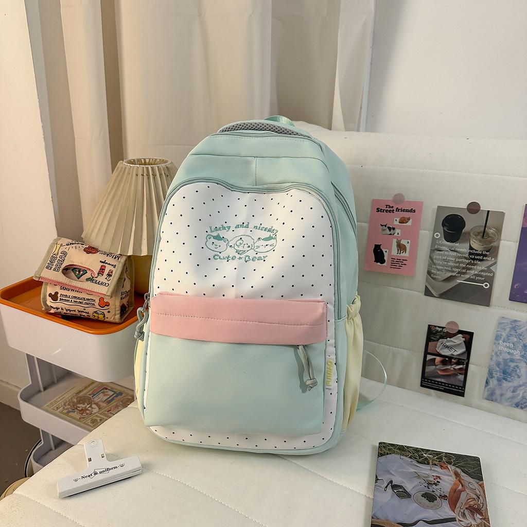 Schoolbag new Japanese girl polka dot printed backpack high value small fresh primary and secondary school student schoolbag casual backpack