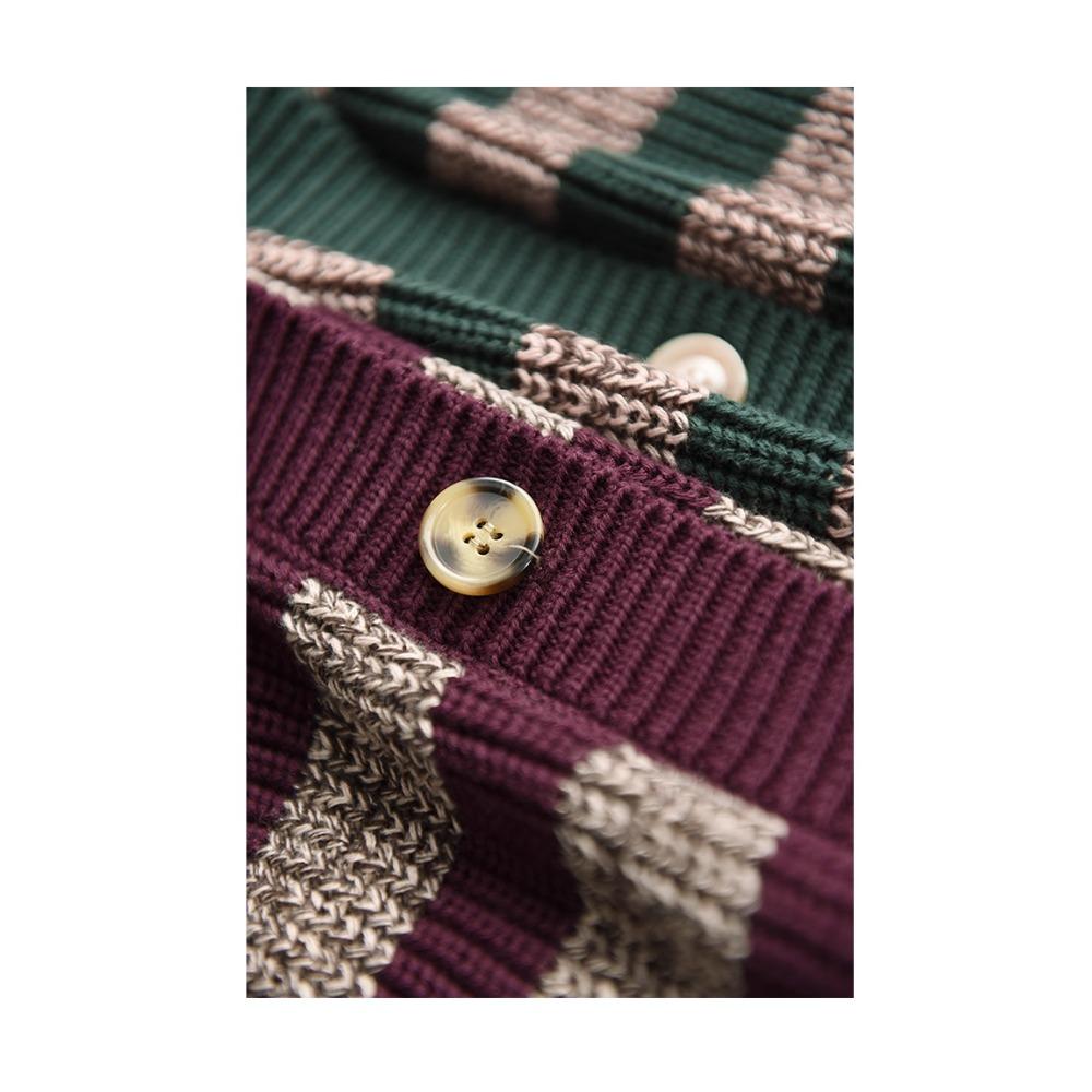 DIMANAF 2025 Winter New Striped Cardigan Jacket Women Sweaters Coat Wadded  Knitting Pockets Sweater