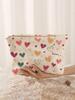 Portable Cosmetics Storage Bag Makeup bag with colorful heart pattern double-sided printed travel zipper makeup bag