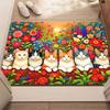 Cozy Cat Door Mat Cute Cartoon Kitten Flowers Pattern Entrance Rug Soft Non-Slip Welcome Mat for Pet Lovers Home Decor