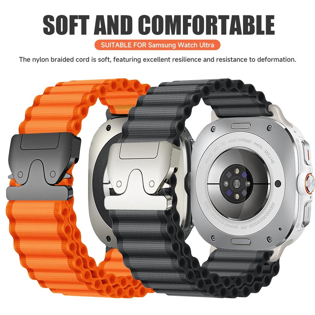 Nylonový námořnický řemínek pro Samsung Galaxy Watch Ultra 2025/7 47mm Prodyšný pásek Parachute přezka Pro Galaxy Ultra 47mm Náramek