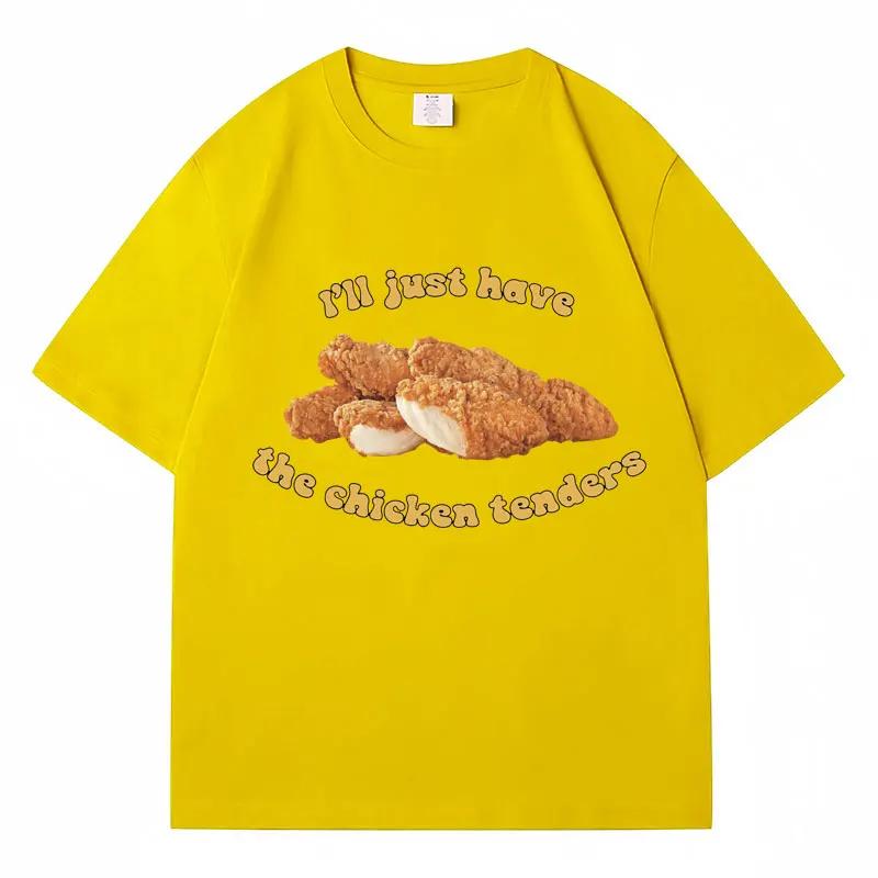 

Я просто хочу забавные узоры куриных котлет на мужских и женских футболках, свободных повседневных футболках из хлопка, футболках в уличном стиле. XXXL