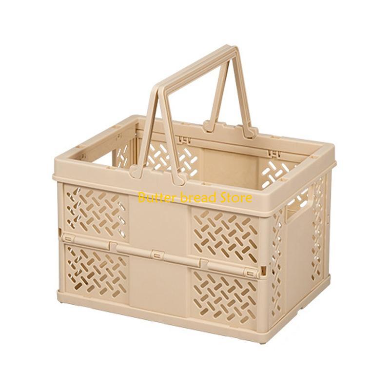 W89C Foldable Basket Stacking Box Clutter Storage Box for Makeup