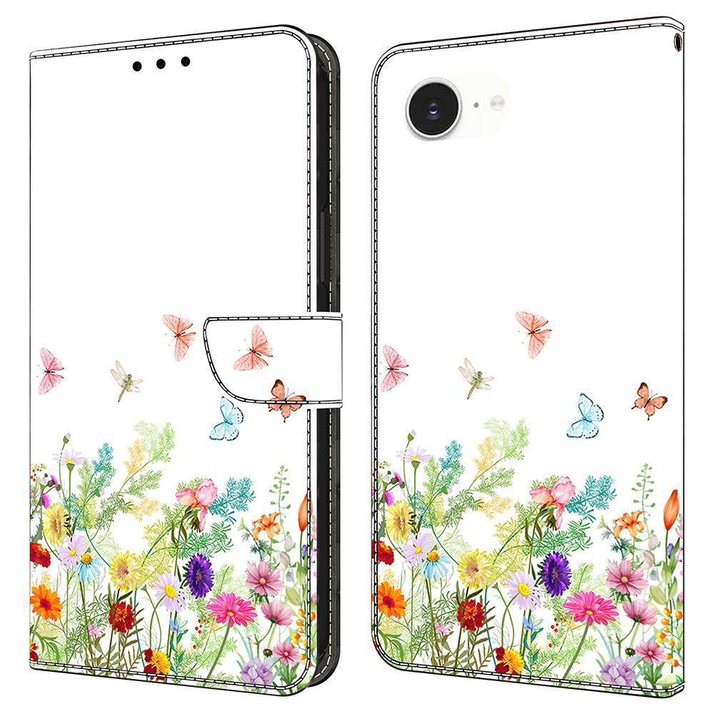 For iPhone 16e Leather Case Pattern Printing Wallet Stand Flip Phone Cover