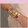 Style Turquoise Cross Heart Beaded Bracelet With Gold Accents For Women