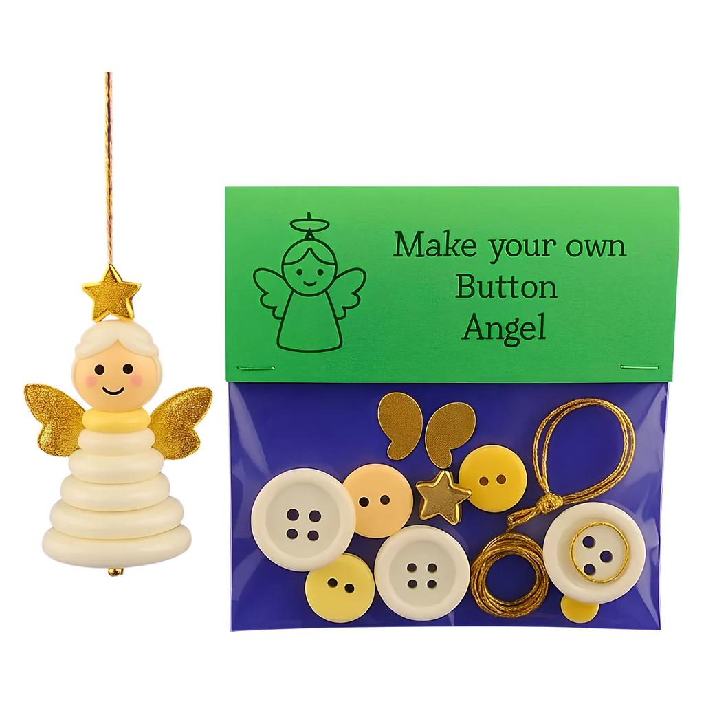 DIY Christmas Button Ornament Craft Kit Snowman Angel Santa Tree Making Kit for Parties Windowsills Garden