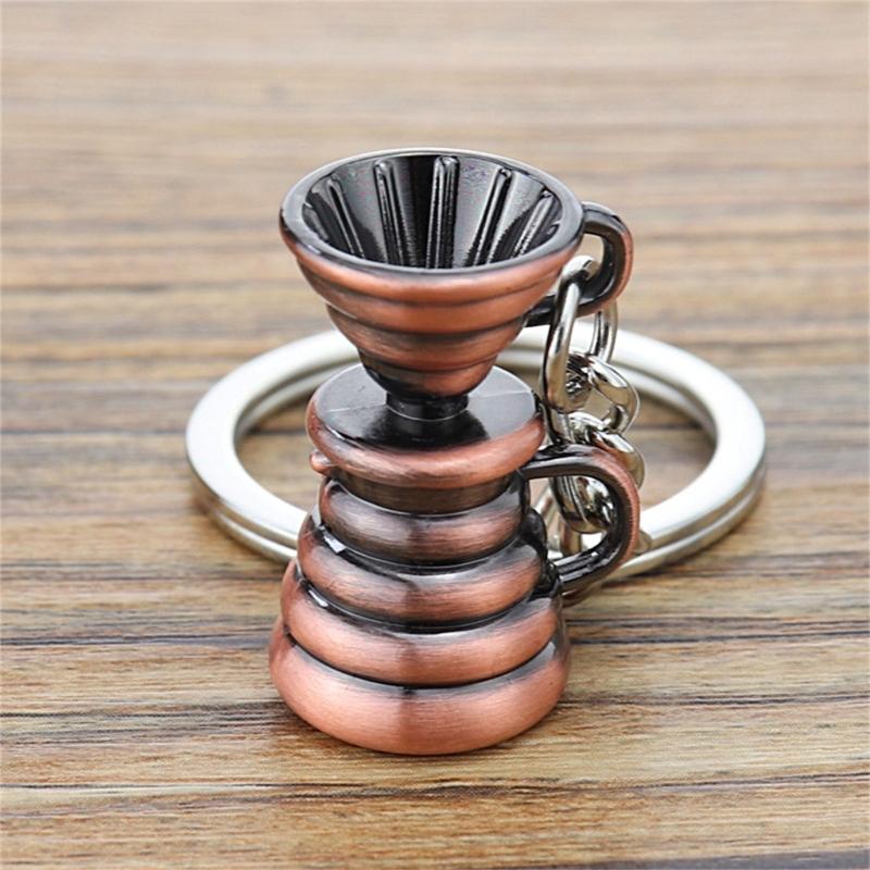Unique Coffee Machine Filter Handle Keychain Fashion Metal Key Ornament Bag Charm Present for Coffee Aficionados
