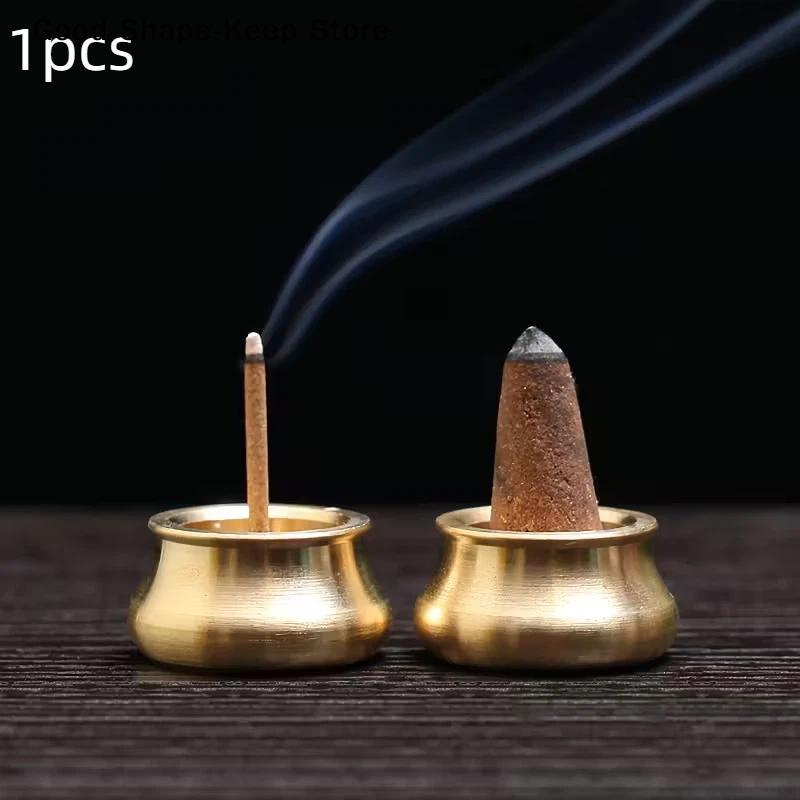 Buddhism Gadgets Copper Censer Incense Holder Mini Cafe Ornament Home Decor Ash Catcher Joss-stick Inserted Traditional Shapes