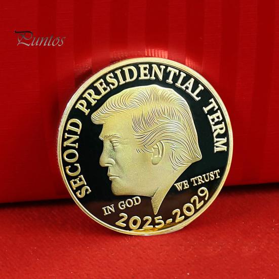 Trump Minnemynt Andre Presidentperiode 2025-2029 In God We Trust Suvenirmynt Samleobjekt Metallmynt MAGA/KAG Gave til Samlere