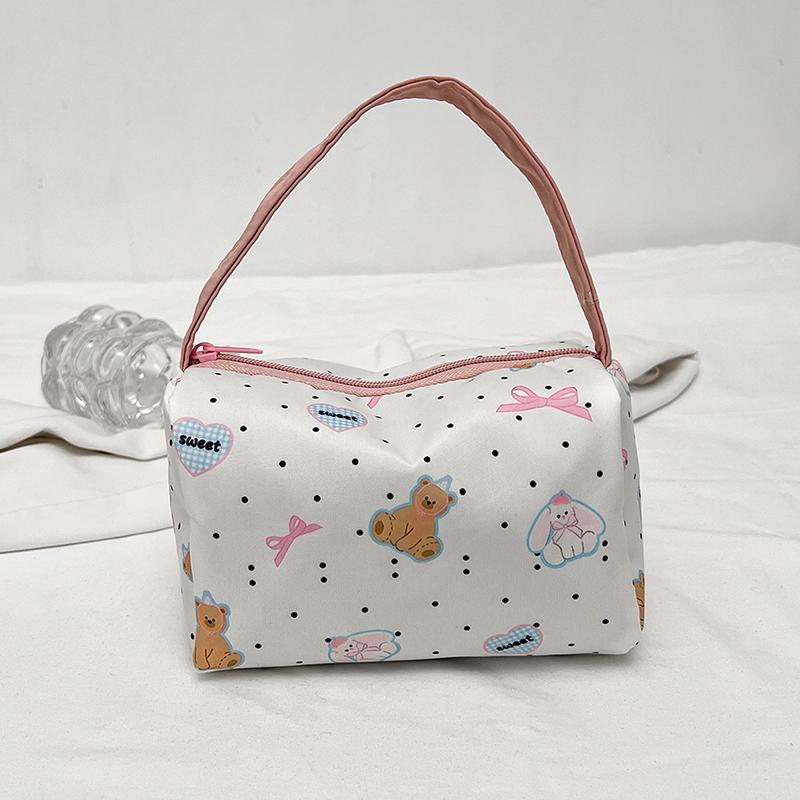 Cute Cartoon Hand-Held Cosmetic Bag Large Capacity Travel Portable  Storage Bag Makeup Pouch Girls Birthday Creative Gift