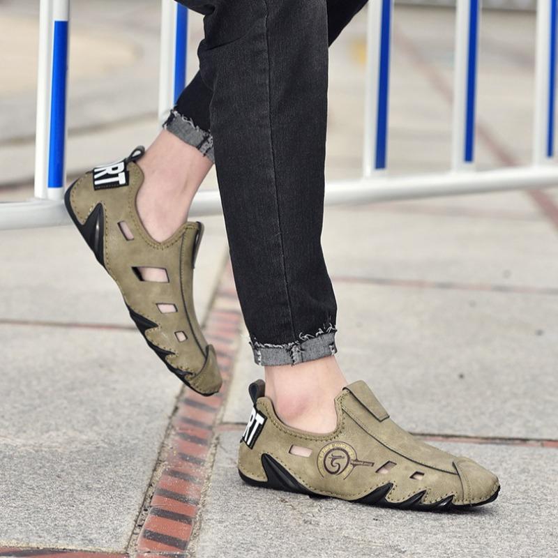 Fashion 38-48large Size Summer Men Leather Casual Shoes Designer Loafers Outdoor Breathable Fashion Driving Shoes Mens Zapatillas Hombre