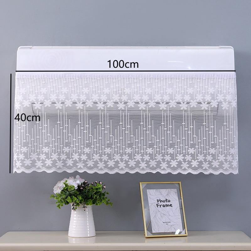 Spitzenstickerei Blume Vorhang Winddicht Staubdicht Hängeabdeckung Anti-Direktzugluft Klimaanlagenvorhang Schlafzimmerdeko