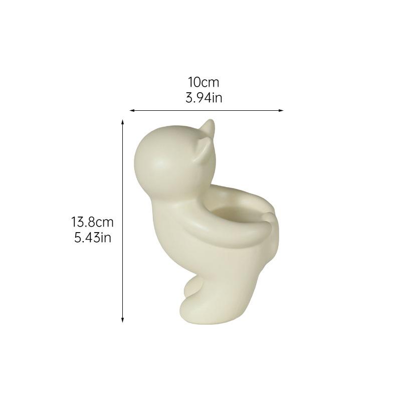 Milky Yellow Yoga Cat Candle Holder Ceramic Candlestick Desk Decoration Wax Melt Burner Aroma Diffuser Home Aroma Container