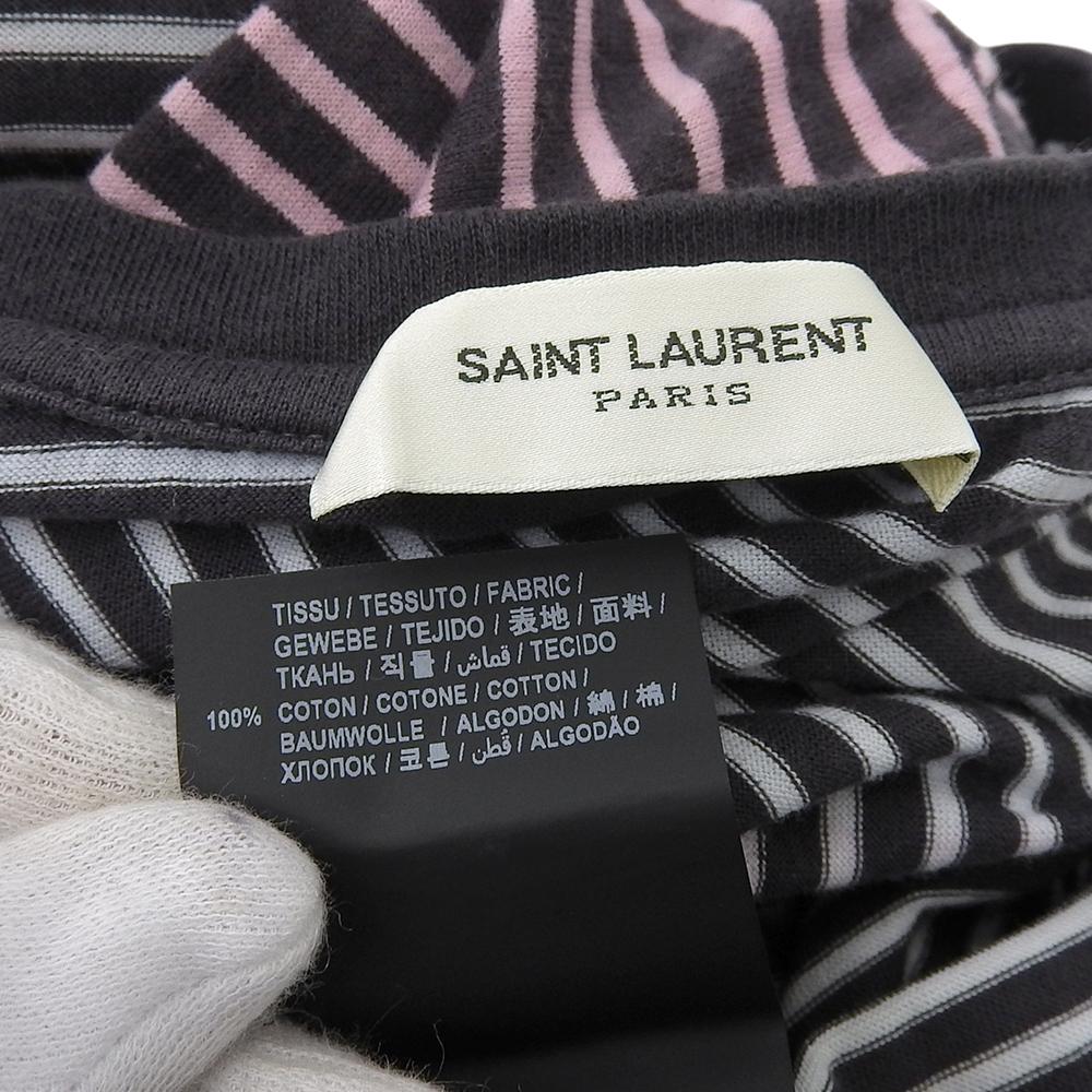 Saint Laurent Paris Gradient Stripe T-Shirt, Women's, White X Black, Size XS, 644057, 2020 Tops XS White / blackUsed