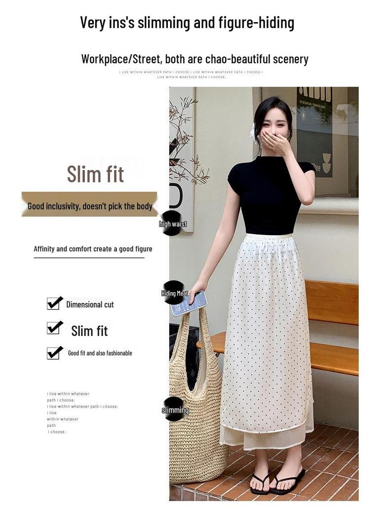 Polka Dot Satin A-line Midi Skirt - Spring/Summer 2026 Arrival