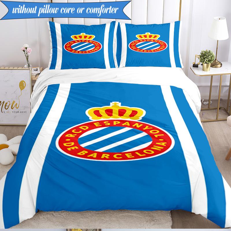 Real Sociedad Crest Design 3pcs Bedding,Including 1pc Duvet Cover And 2pcs Pillowcases Perfect for Christmas,Ideal for Bedroom, Dormitory