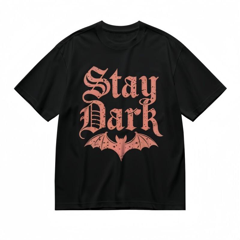 Mens T-shirt With Pink Bat Text Design Graphic Unisex Black Cotton Tee S