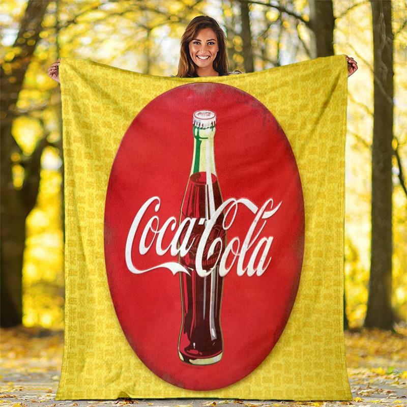Christmas Gift Halloween Themed Cola Beverage Coca Cola Blanket Soft Home Furnishing Nap Decoration Four Seasons Warm Sherpa Blanket U7